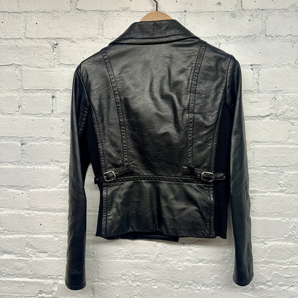 BCBG MAXAZRIA Black Leather Women's Jacket size small - Picture 2 of 3